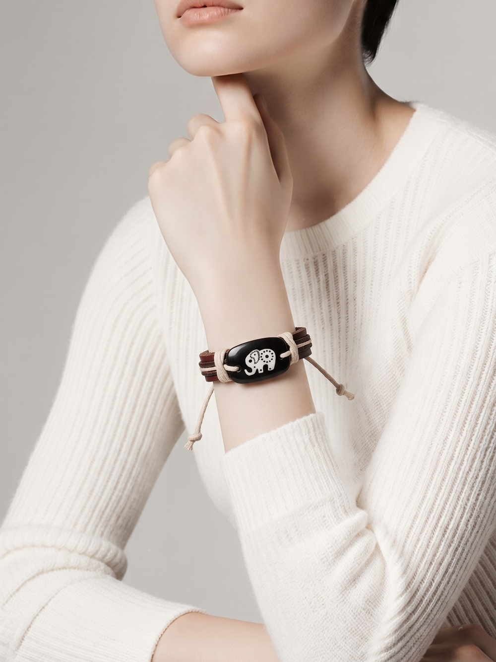 Elephant Leather Bracelet Good Luck